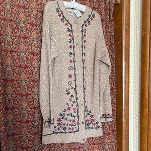 Northern Reflections Vtg Wool Cotton Long Cardigan Sweater WM Large Excellent